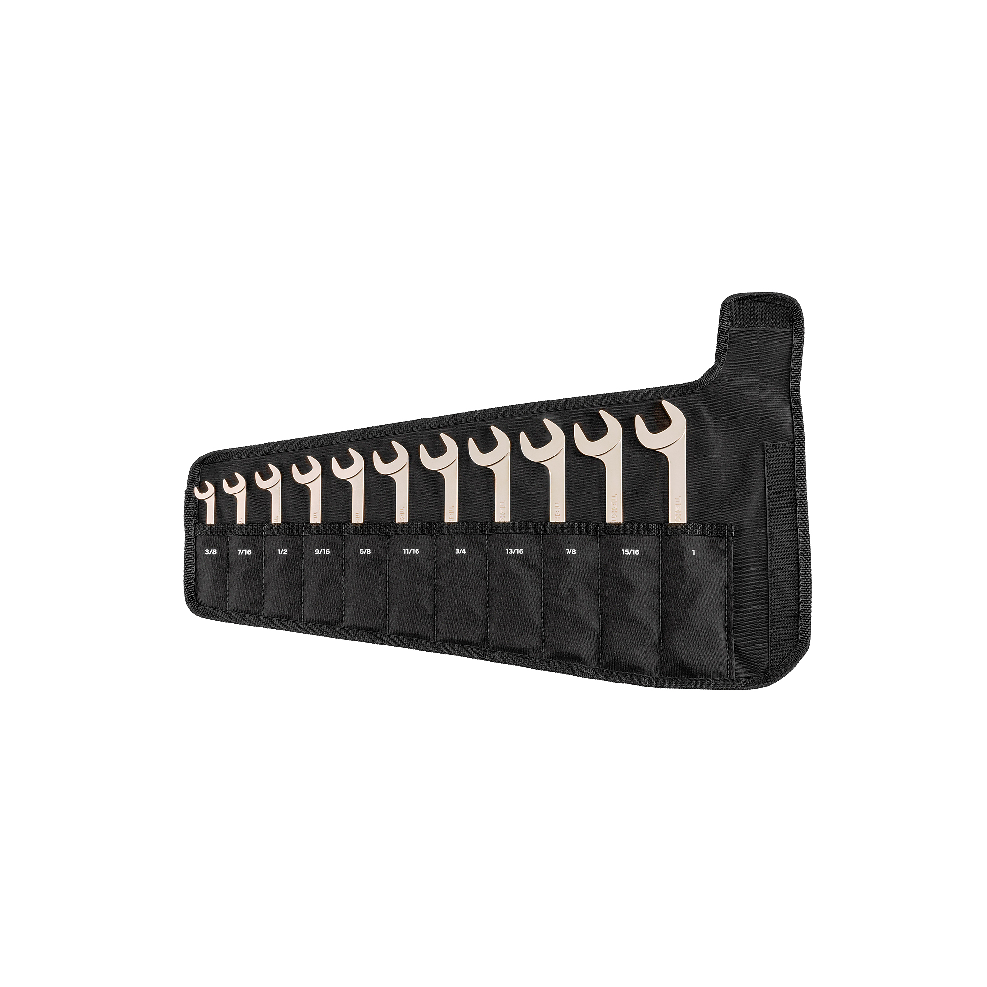 TEKTON Angle Head Open End Wrench Set with Roll, 11-Piece (3/8 - 1 in.) | WAE91402